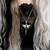 Large 925 silver winged heart necklace with hand carved black gemstone 