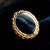 9ct Yellow Gold Whitby Jet Oval Rope Edge Tie Pin 013TP