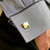Mens 9K gold square cufflinks with Whitby Jet inlay and T bar fastenings