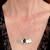 Gothic black and silver large bat pendant necklace in gift box