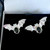 Large hand crafted sterling silver Whitby Jet bat stud earrings