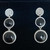 Sterling silver Whitby Jet cubic zirconia multi stone drop earrings with stud fastenings