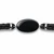 Contemporary mens 925 silver Whitby Jet oval stone bracelet with black leather cord