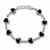 Sterling silver Whitby Jet multi stone rope edge love heart bracelet with secure trigger clasp