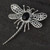 Hand crafted sterling silver dragonfly brooch with oval Whitby Jet cabochon