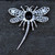 Large hand crafted sterling silver dragonfly pin brooch with oval Whitby Jet cabochon