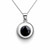 Hand crafted round locket with natural black gemstone with sterling silver frame