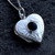 Hand crafted sterling silver love heart locket pendant necklace with round Whitby Jet stone