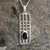 Contemporary sterling silver oblong Mackintosh style pendant with oval Whitby Jet stone