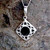 Sterling silver hand crafted Square Celtic Whitby Jet pendant necklace