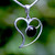 Contemporary large sterling silver Whitby Jet open heart pendant with heavy snake chain