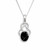 Whitby Jet sterling silver Celtic oval stone pendant necklace