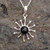 Contemporary sterling silver Sun Burst necklace with Whitby Jet