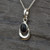 Sterling Silver Whitby Jet Horseshoe Pendant Necklace 023CP