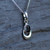 Hand crafted Whitby Jet and sterling silver horseshoe pendant necklace