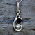 Hand crafted 925 sterling silver treble clef pendant necklace with round Whitby Jet stone