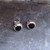 Medium round Whitby Jet and sterling silver cushion edge stud earrings