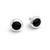 Hand crafted large round sterling silver and Whitby Jet cushion edge stud earrings