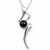 Modern sterling silver Whitby Jet necklace with hand carved round cabochon