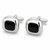 Gents sterling silver swivel T bar cufflinks with square Whitby Jet stones and wide curved cushion edge