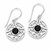 Hand crafted round sterling silver and Whitby Jet Celtic drop earrings