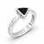 Contemporary sterling silver ring with triangular Whitby Jet stone