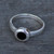 Ladies modern 925 silver ring with hand carved round black stone