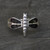 Hand crafted multi stone dragonfly ring with split shoulder and Whitby Jet