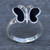 Ladies sterling silver Butterly ring with hand carved Whitby Jet stones