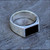  Oblong signet ring for men with hand carved Jet and solid silver