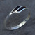 Ladies sterling silver slim ring with two curved slither shaped inlaid Jet stones
