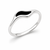Sterling Silver Whitby Jet Ladies Slim Curved Ring 017JR