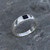 Heavy 925 silver band inlaid with square organic black hand cut gemstone