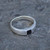 Hand crafted silver square stone Whitby Jet inlay ring with gift box