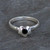 Hand crafted contemporary sterling silver and Whitby Jet flower ring
