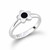 Hand crafted contemporary sterling silver and Whitby Jet flower ring
