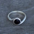 Sterling silver ring with twisted band and circular Whitby Jet stone