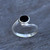Hand crafted 925 silver ring with twist shank and round Whitby Jet stone