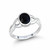 Hand crafted sterling silver ring with Celtic split shoulder and oval Whitby Jet