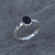 Ladies classic slim sterling silver ring with oval Whitby Jet stone