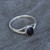 Hand crafted 925 silver split shoulder ring with oval organic black gemstone