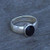 Wide sterling silver ring with hand cut oval Whitby Jet stone