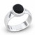 Wide sterling silver ring with hand cut oval Whitby Jet stone