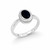 Sterling silver Whitby Jet ring with oval rope edge detail