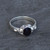 Ladies 925 silver Celtic ring with hand carved organic black gemstone