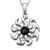 925 sterling silver sun pendant necklace with round Whitby Jet cabochon