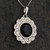 Hand crafted circular fancy 925 silver Whitby Jet CZ pendant in gift box
