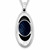 Large hand crafted elongated open oval Whitby Jet sterling silver pendant necklace