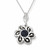 Small sterling silver floral pendant with circular Whitby Jet stone
