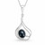 Contemporary sterling silver open curved pendant oval Whitby Jet cabochon